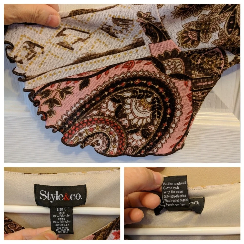 Pre-owned Style & Co. Paisley Design Top Size L - Picture 6 of 8